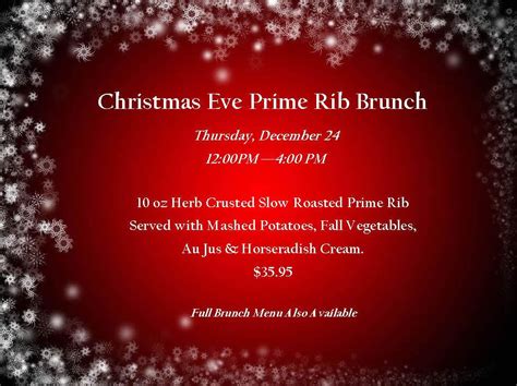 Christmas Eve Prime Rib Brunch ZEST At Valencia Bonita