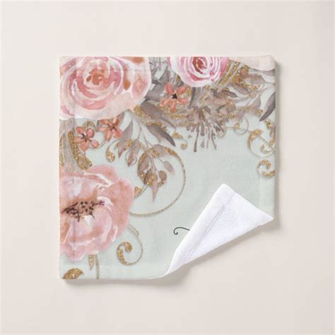 Sage Green Blush Pink Watercolor Floral Elegant Bath Towel Set Zazzle