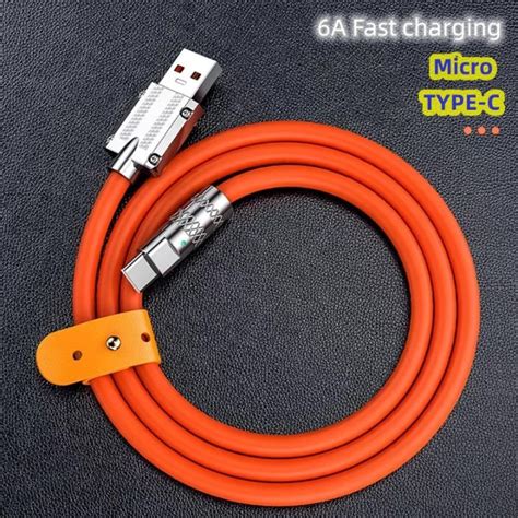 Original USB Liquid Silicone Cable Metal 120w 6A Type C Fast Charge