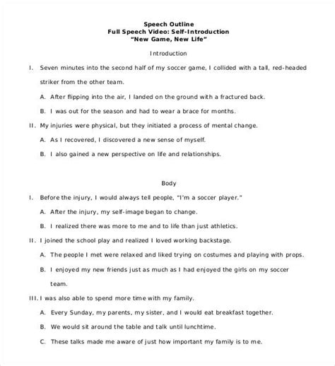 7 Introduction Speech Outline Templates PDF Word