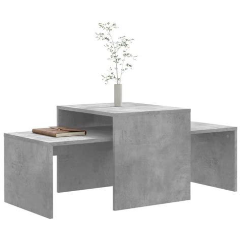 Lisa Boutique Ensemble de tables basses Gris béton 100x48x40 cm