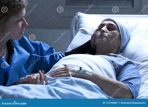 Sick Woman And Her Daughter Stock Image Image Of Cancer Goodbye