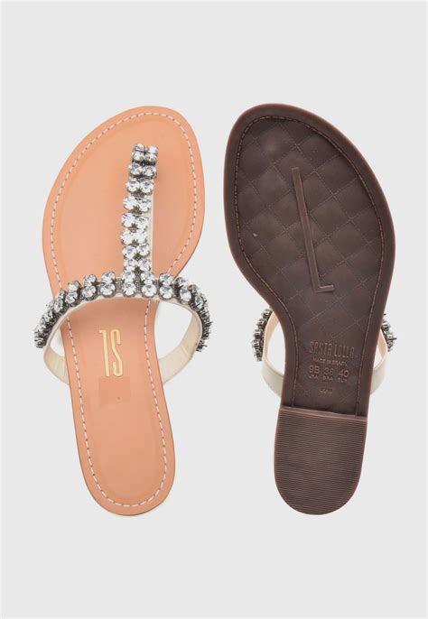 Chinelo Rasteira Santa Lolla Pedraria Nude Compre Agora Dafiti Brasil