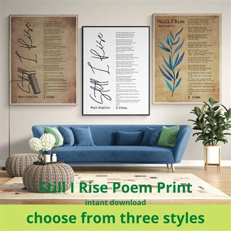 Still I Rise By Maya Angelou Poem Poster Print Inspirational Etsy