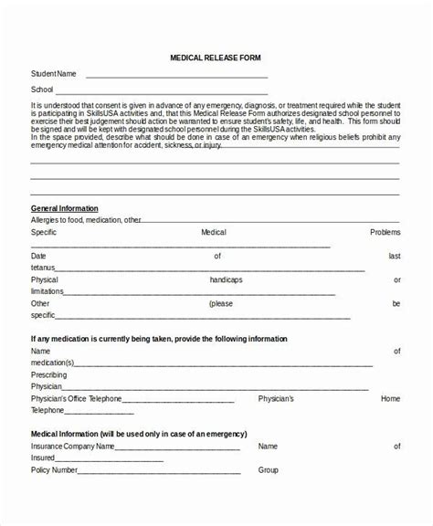 Medical Release Form Template Beautiful 10 Medical Release Forms Free