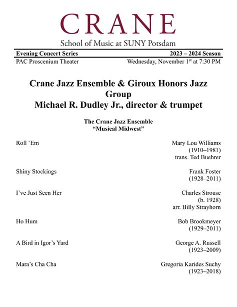 11.01.23 Jazz Ensemble by The Crane School of Music - Issuu