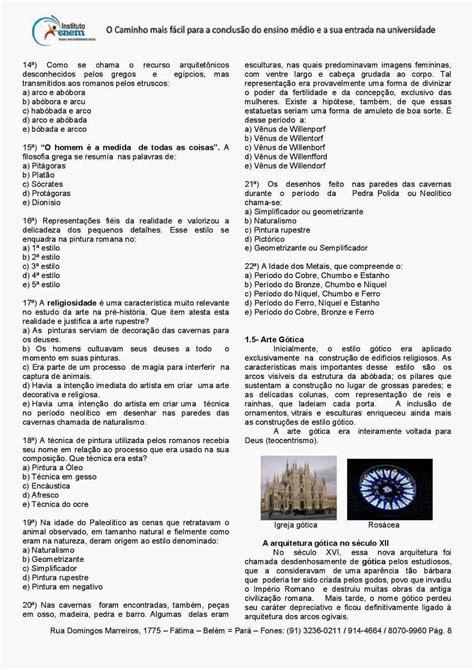 Textos De Artes Com Interpretação E Gabarito 7 Ano