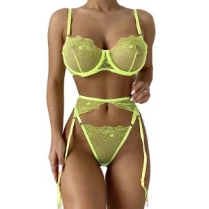 Women Piece Sexy Lingerie Set With Garter Bra And Panty Lace Underwire Lingerie Sets China