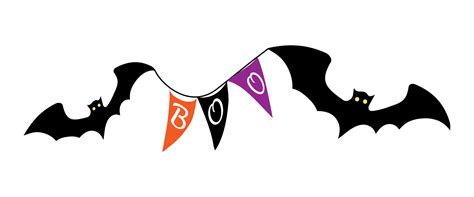 Halloween bats with Boo flags in orange, black and purple. Vector ...