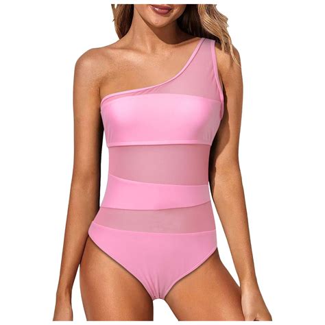 Wayute Womens Swimsuits One Piece Slanted Shoulder Hollow Sexy Bikini Bathing Suits Comfortable