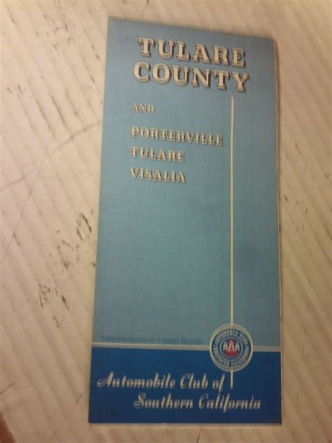 1985 Road Map TULARE COUNTY PORTERVILLE VISALIA, TULARE , CALIFORNIA