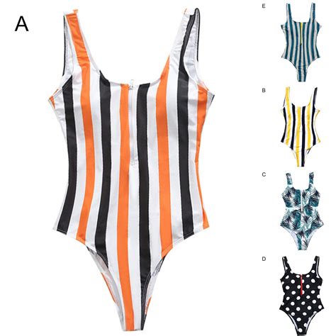 MAILLOT DE BAIN Femmes Bikini à rayures taille maillot de maillot de bain slim monokini slim