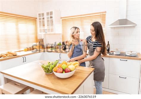 Happy Same Sex Couple Feed Each Stock Photo Shutterstock