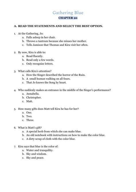 Gathering Blue Chapter Worksheet Live Worksheets Worksheets Library