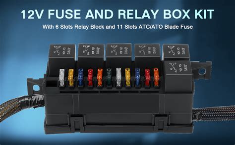 12v Relay Fuse Box，pre Wired Auto Replacement Fuse Holders With 11pcs Atcato Blade