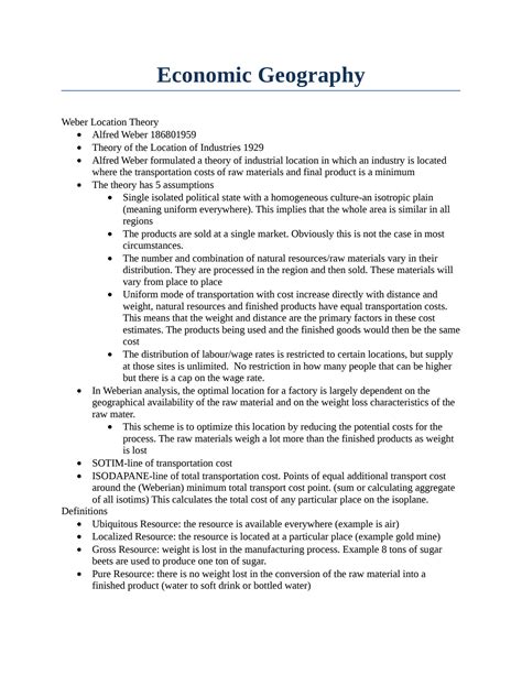 Geography 2 Lecture Notes