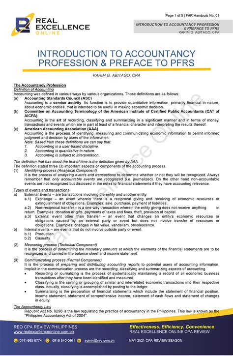FAR 01 - Introduction to Accountancy Profession Preface to PFRS - Real