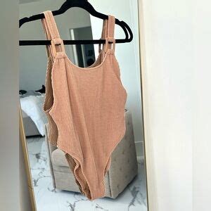 Aerie Swim Nwt Aerie Crinkle Ribbed Scoop Cheeky Nude One Piece Swimsuit Poshmark