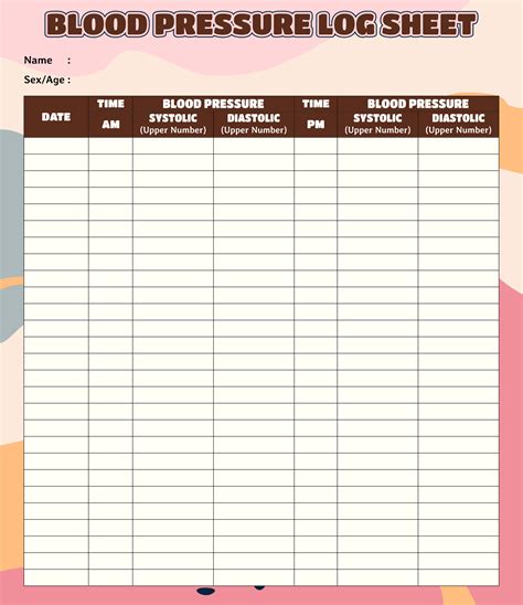 Free Printable Blood Pressure Log Sheet - Printable New Year Banners