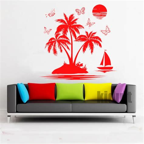 Beach Scenery Wall Stickers Living Wall Stickers Home Decoration Wall ...