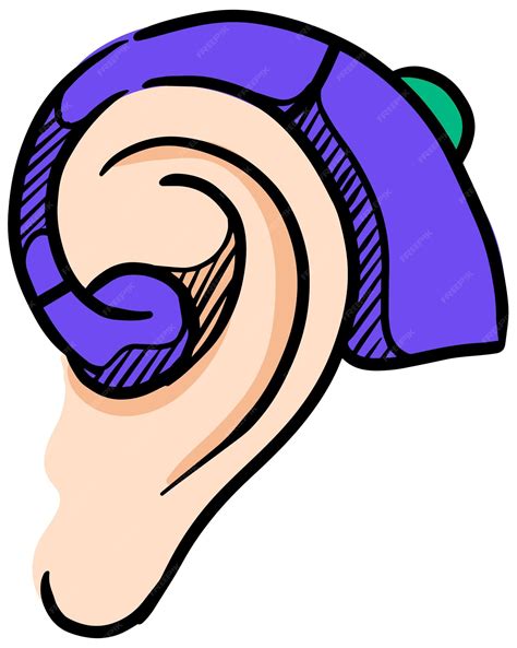 Premium Vector | Hearing aid hand drawn color vector illustration