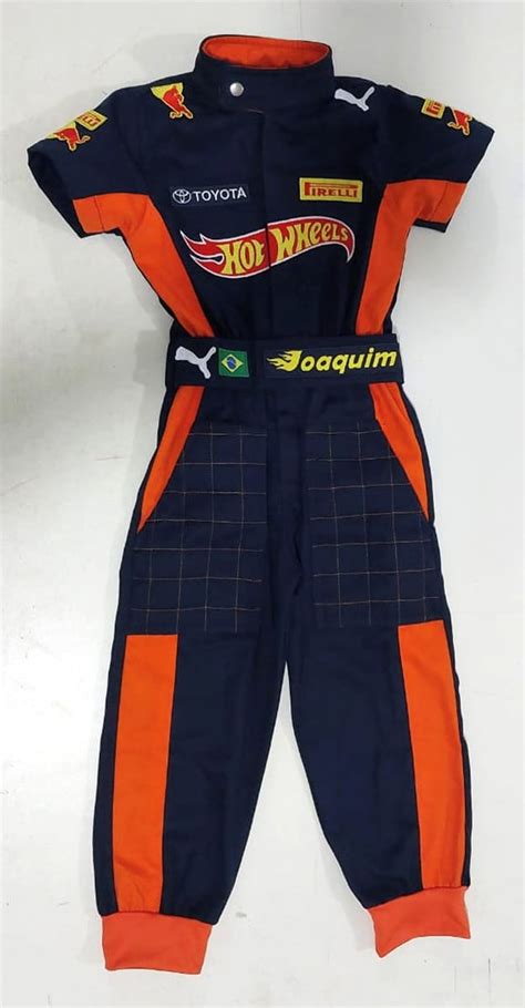 Fantasia Piloto Hot Wheels Azul Marinho Laranja Elo