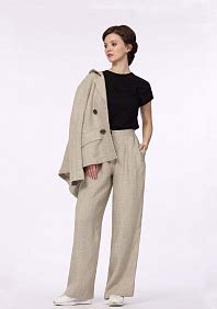 Широкие укороченные женские льняные брюки в стиле БОХО, арт. 5/6 купить ...