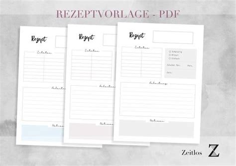 Rezeptvorlage Zum Drucken Rezeptvorlage A4 Rezeptkarten Recipe Template