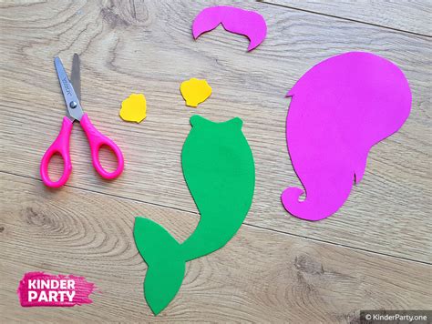 Meerjungfrau basteln aus Papier: Vorlage für Kinder