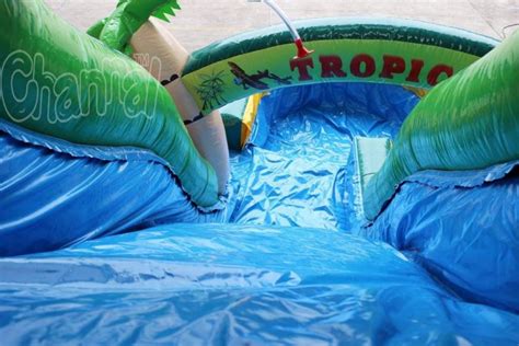 Tropical Inflatable Water Slide With Pool - Channal Inflatables