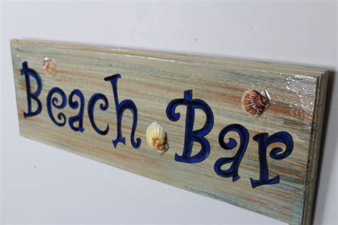 Beach Bar Handpainted Sign On Cypress Wood That Is Perfect For Your