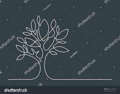 Continuous Line Drawing Tree Vector Illustration Stock Vector Royalty