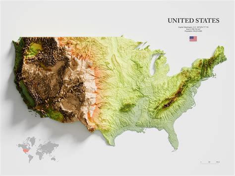 3d Relief Map Usa By Michael Tzscheppan On Dribbble