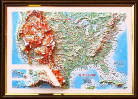 United States Framed Raised Relief Map | World Maps Online