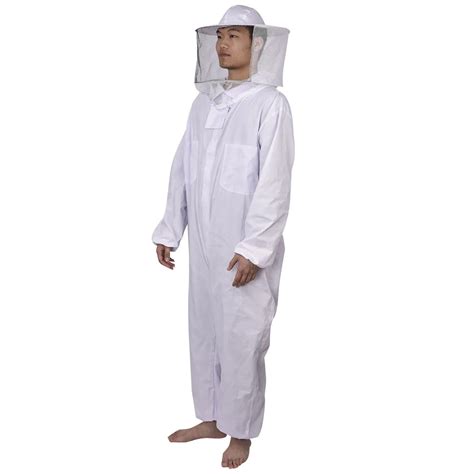Белый полное тело защитный костюм пчеловода вуаль капюшон перчатки ...