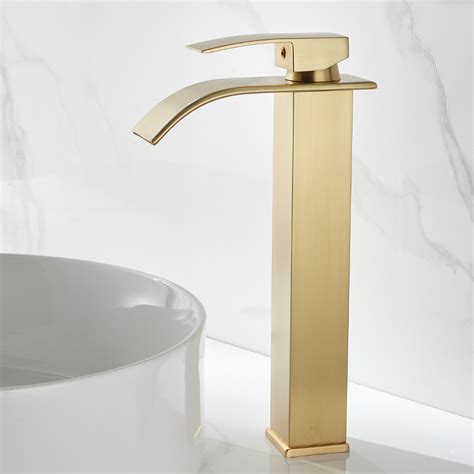 Firte Brass Waterfall Luxury Gold Color Bathroom Basin Faucet Cold Hot Water Mixer Crane Sink
