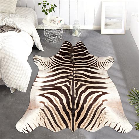 6+ Zebra Print Cowhide Rug