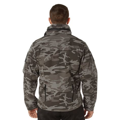 Rothco Tactical Hooded Jacket Softshell Black Camo Army Surplus