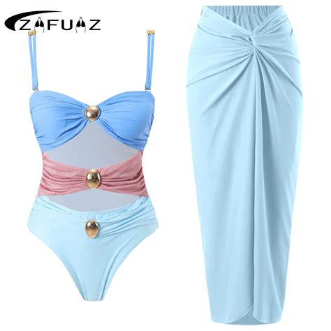 ZAFUAZ Push Up Women Swimwear One Piece Swimsuit Golden Buck Printed Bikini Set Swimwear