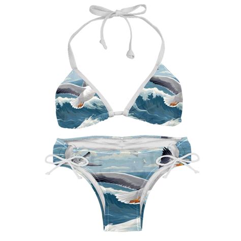 Seagull Swimsuit Bikini Set With Detachable Sponge And Adjustable Strap Two Pack For Swimming