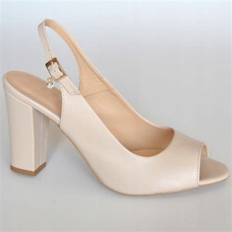 Sk Rzane Nude Ecru Sanda Y Na S Upku R Oficjalne Archiwum Allegro