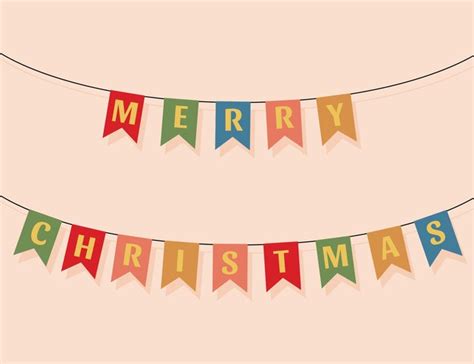 premium vector merry christmas flag colorful set  christmas decorations