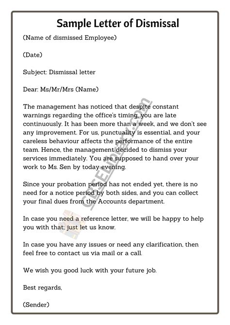 Dismissal From Work Letter Format at Caren Knuckles blog
