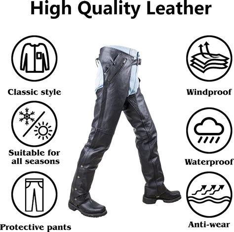 Motorrad Leder Chaps für Herren Biker Reiten Cowboy Chaps schwarze