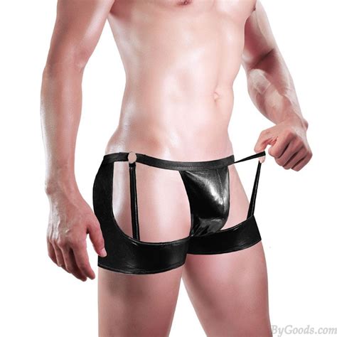 Sexy Faux Cuir Porte Jarretelles Dos Nu Sous V Tement Lingerie Homme Culotte Culotte Poule