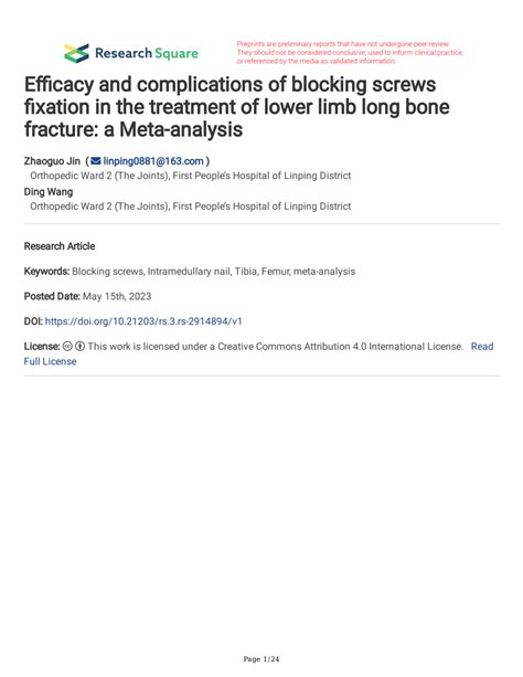 Pdf Efficacy And Complications Of Blocking Screws Fixation In The