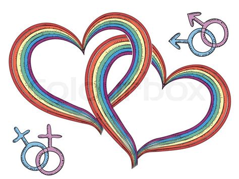 Rainbow Hearts With Gay SymbolsVector Stock Vector Colourbox