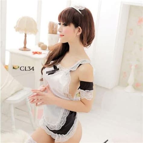 Jual KOSTUM CELEMEK PELAYAN SEKSI LINGERIE FRENCH MAID SEXY COSPLAY CL Shopee Indonesia