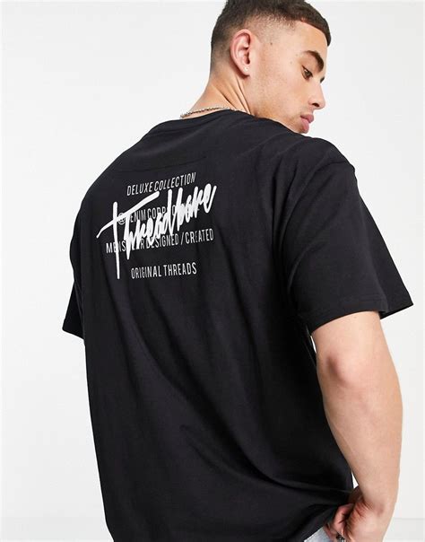 T Shirt By Threadbare Stick It On Repeat Crew Neck Drop Shoulders Logo