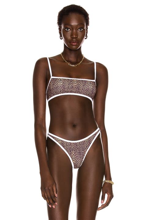 Adam Selman Sport Sandbar Bikini Top In Micro Leopard Fwrd